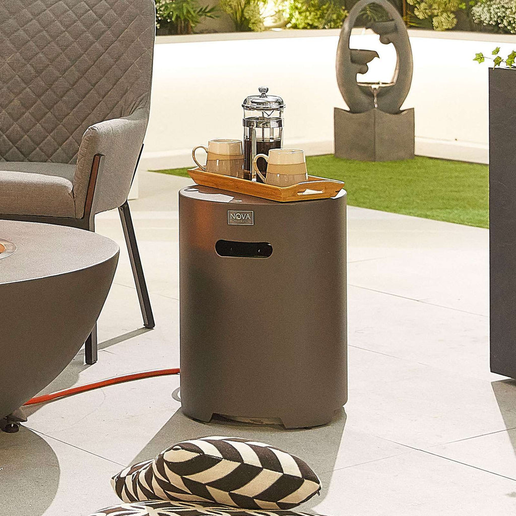 Nova <br> Round Aluminium Gas Tank Holder with Cover Coffee