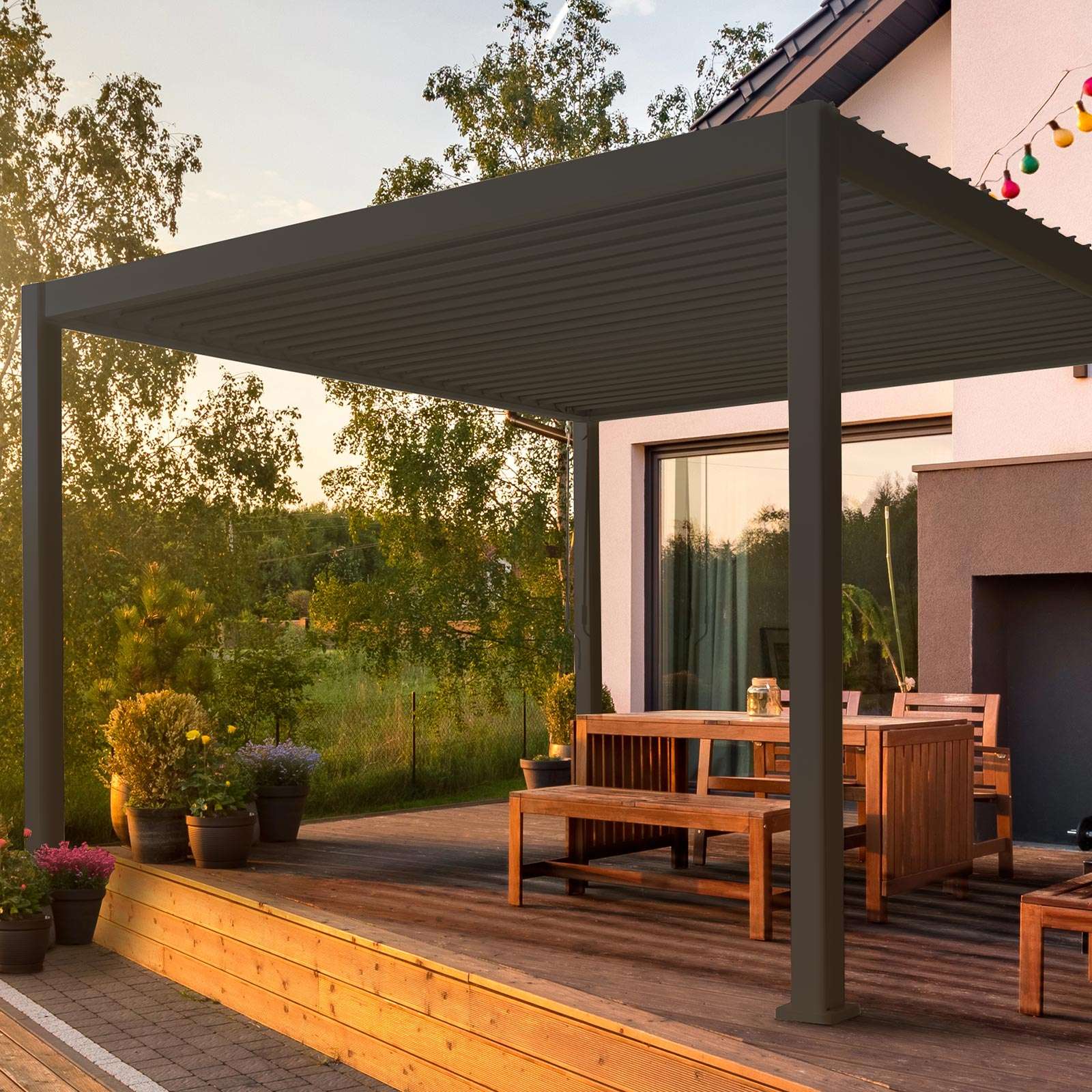 Nova <br> Titan Aluminium Pergola - 3.6m x 3.6m Square - Grey