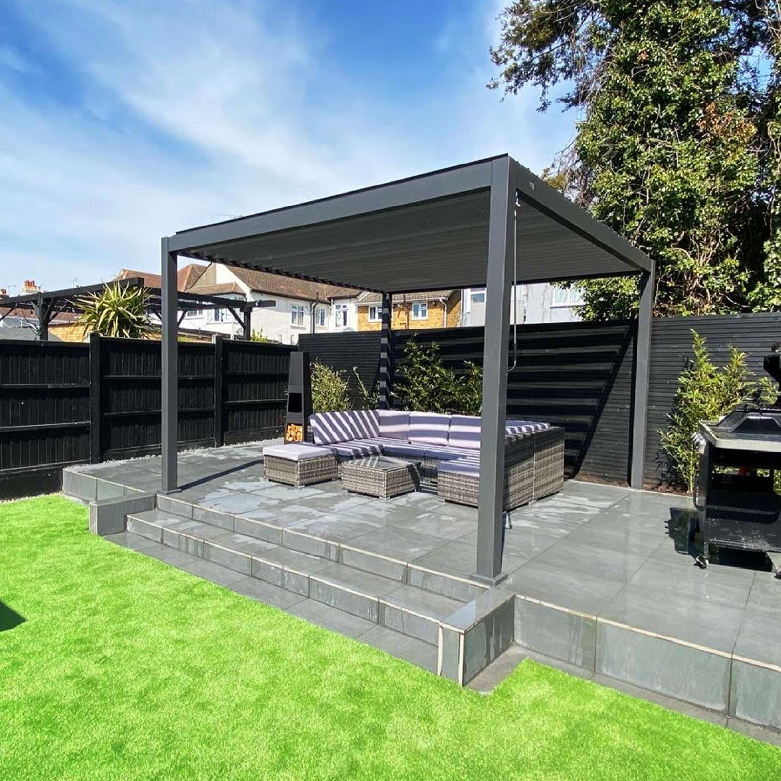 Nova <br> Titan Aluminium Pergola - 3.6m x 3.6m Square - Grey
