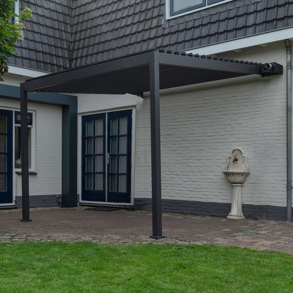 Nova <br> Titan Aluminium Wall Mounted Pergola - 3m x 3m Square - Grey