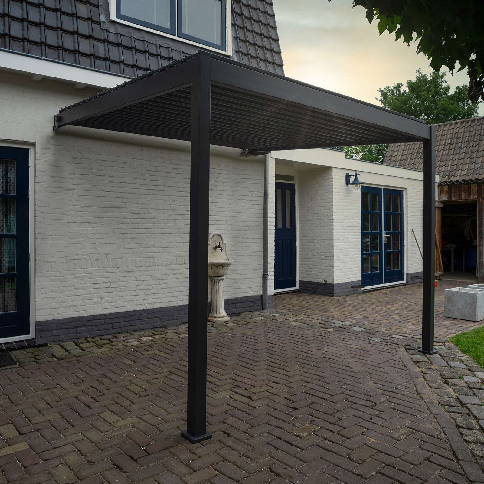 Nova <br> Titan Aluminium Wall Mounted Pergola - 3m x 3m Square - Grey
