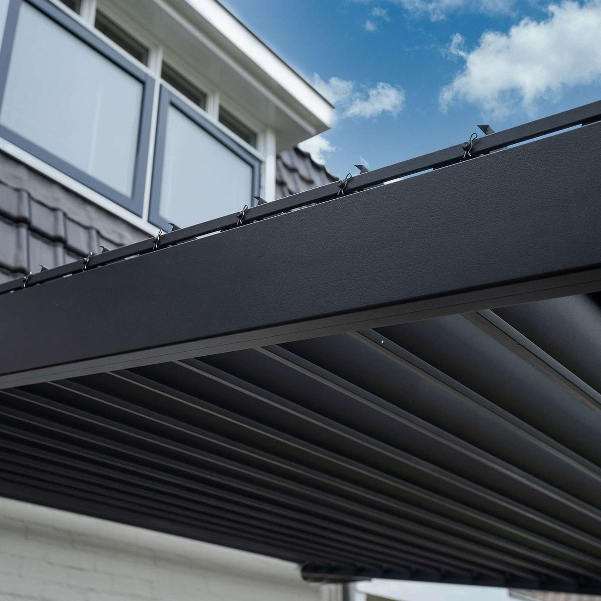 Nova <br> Titan Aluminium Wall Mounted Pergola - 3m x 3m Square - Grey