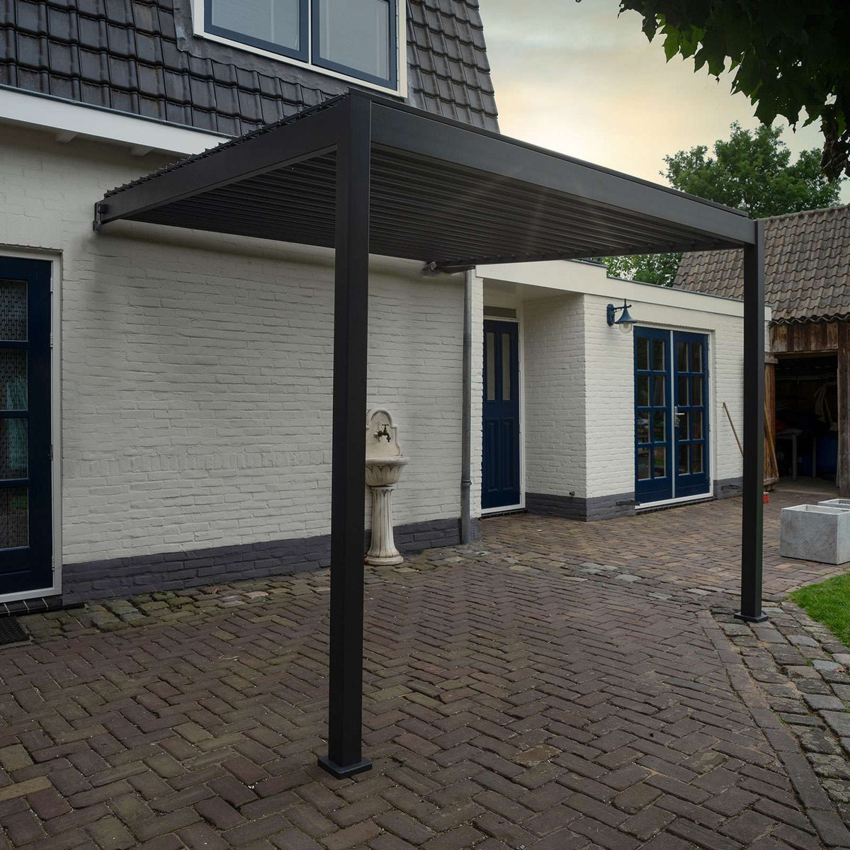 Nova <br> Titan Aluminium Wall Mounted Pergola - 3.6m x 3m Rectangular - Grey