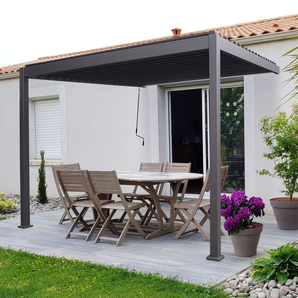 Nova <br> Titan Aluminium Wall Mounted Pergola - 3.6m x 3m Rectangular - Grey