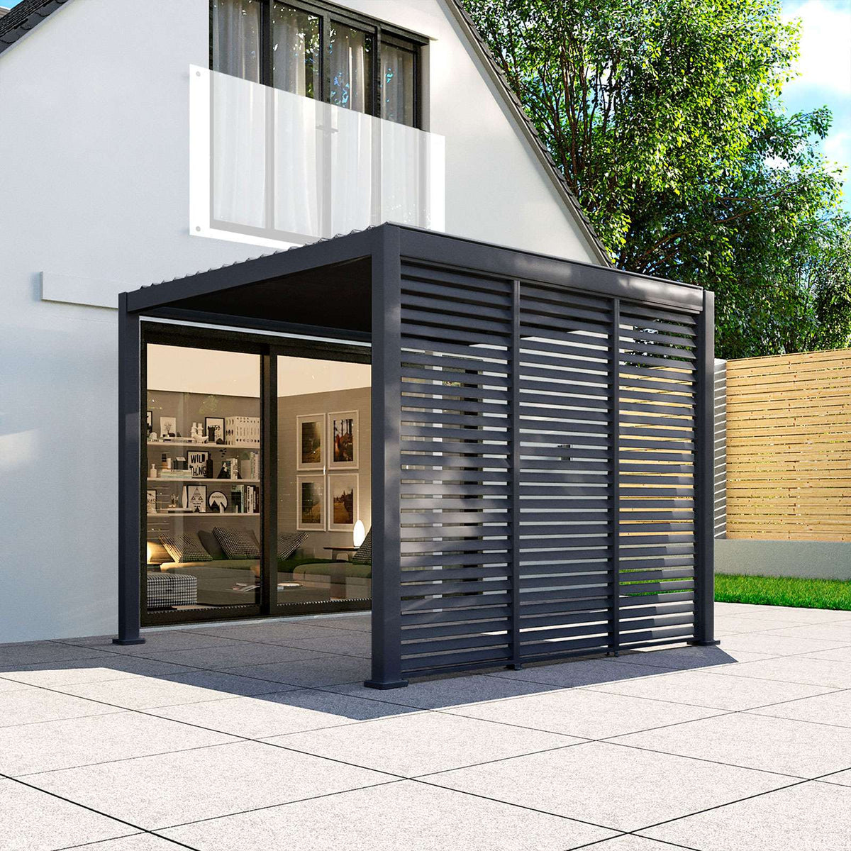Nova <br> Titan 1.2m Aluminium Side Wall for 3.6m x 3m Titan Pergola - Grey