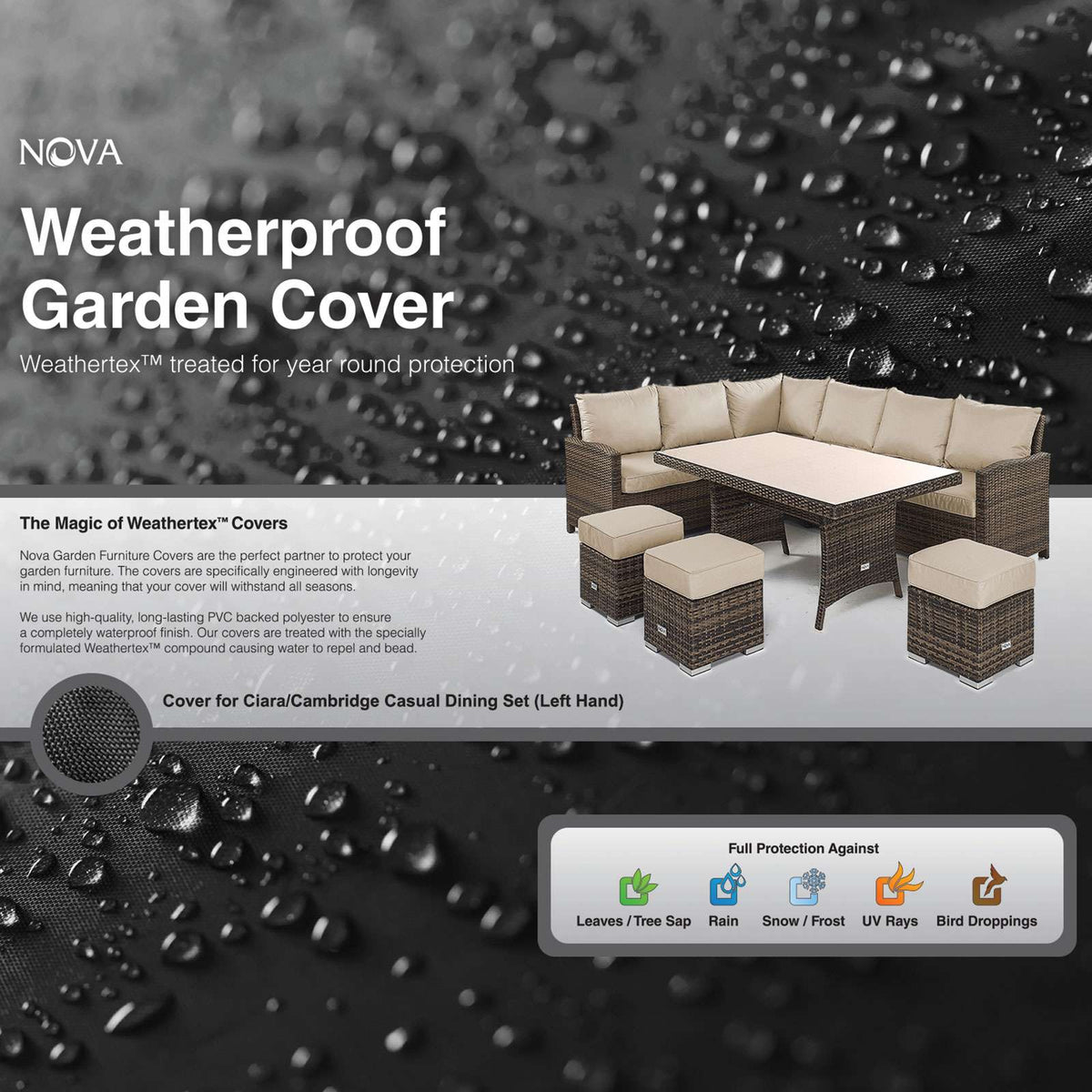 Nova <br> Cover for Left Hand Corner Dining Set