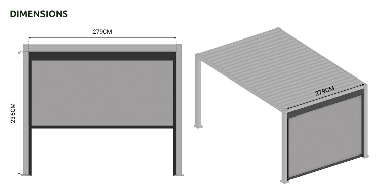 Nova <br> Pull Down Screen for Titan 3m Pergolas White