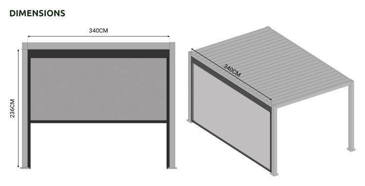 Nova <br> Pull Down Screen for Titan 3.6m Pergolas Grey