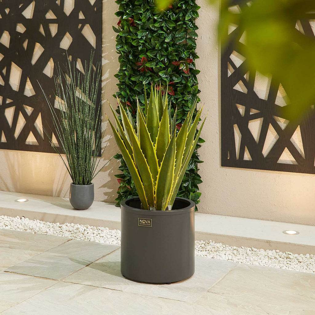 Nova <br> Round Aluminium Planter - Small - Grey