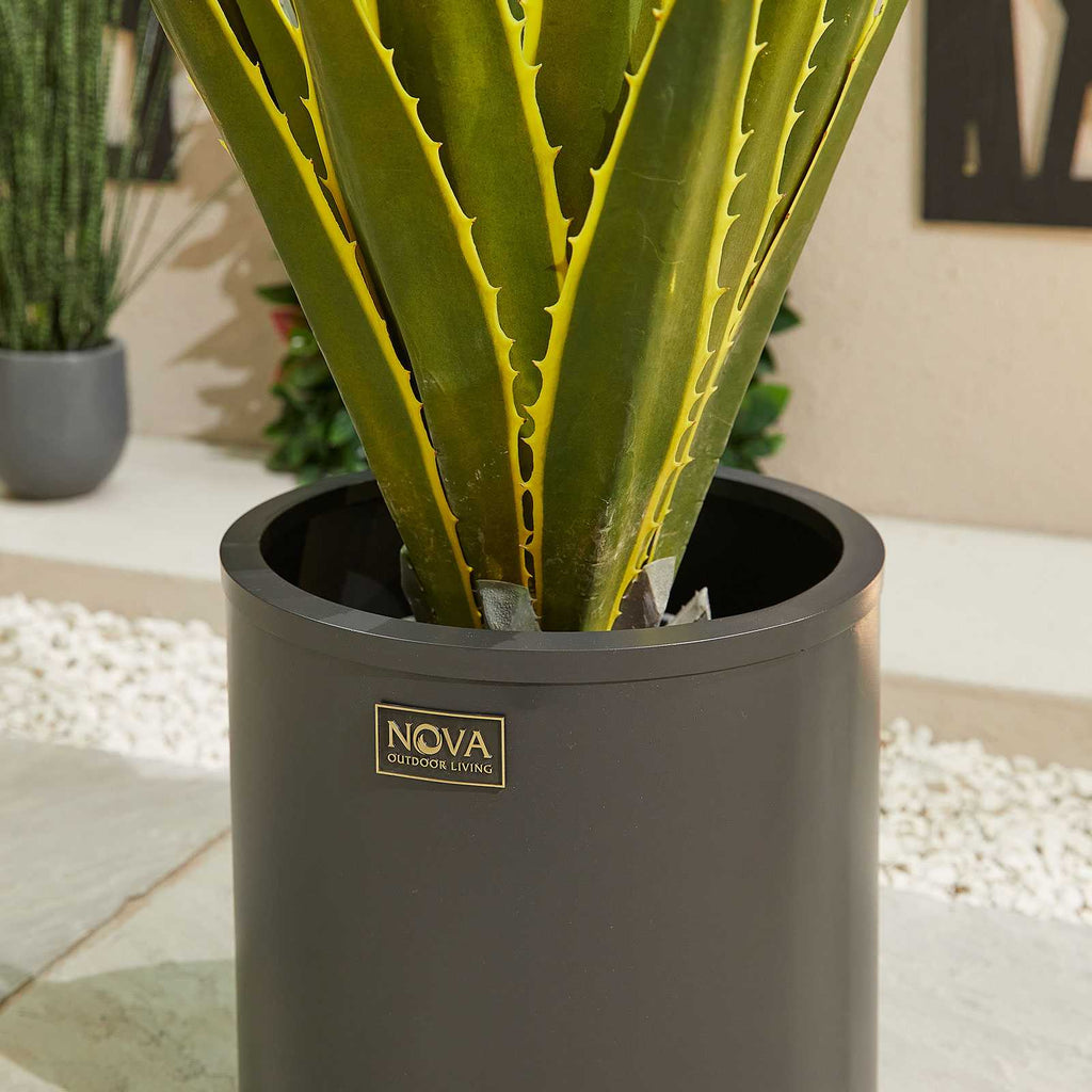 Nova <br> Round Aluminium Planter - Small - Grey
