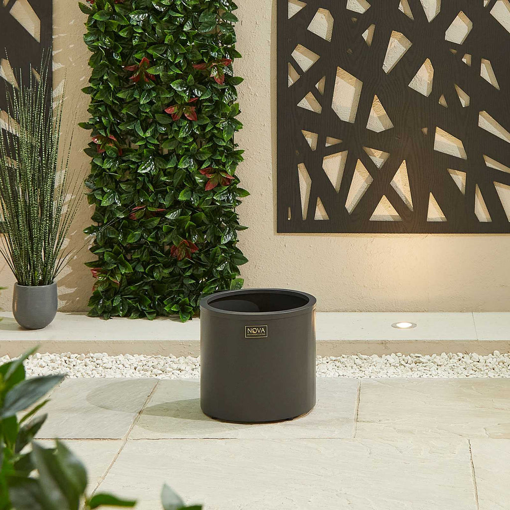 Nova <br> Round Aluminium Planter - Small - Grey