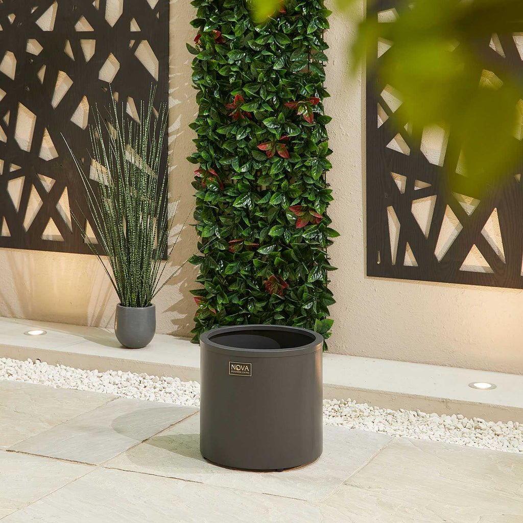 Nova <br> Round Aluminium Planter - Small - Grey