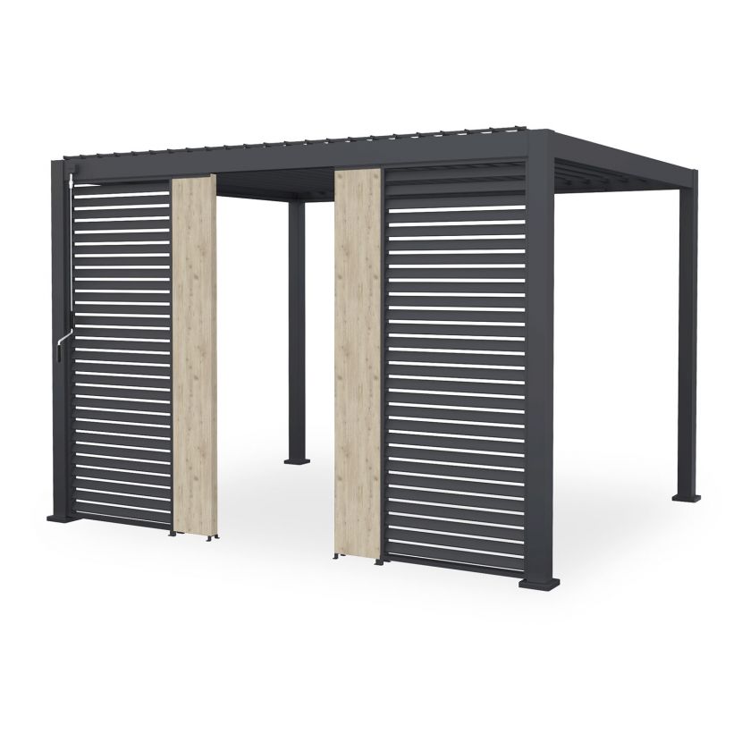 Nova <br> Titan Aluminium Pergola 31cm Solid Side Wall Panel - Wood Effect