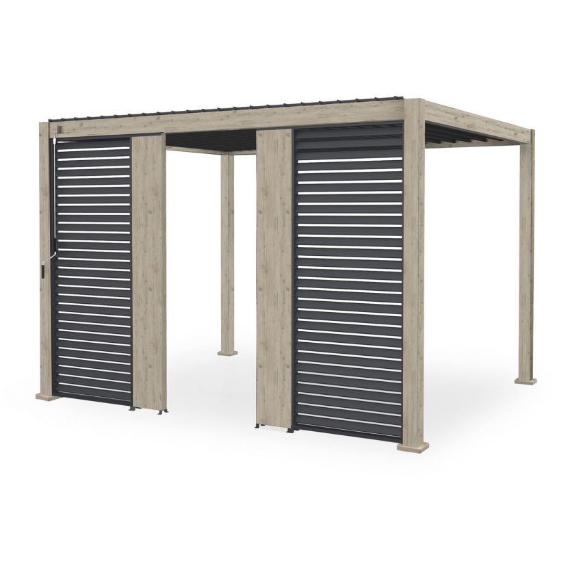 Nova <br> Titan Aluminium Pergola 31cm Solid Side Wall Panel - Wood Effect