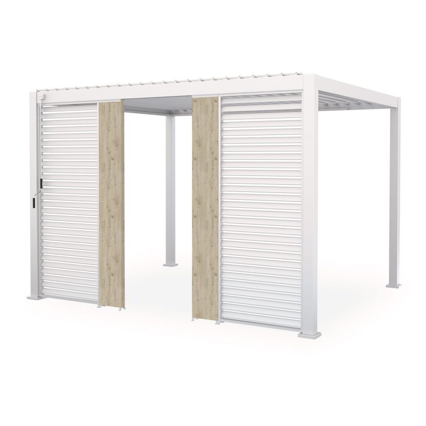 Nova <br> Titan Aluminium Pergola 31cm Solid Side Wall Panel - Wood Effect