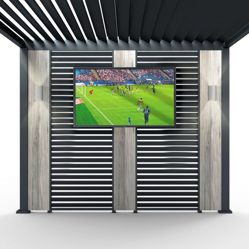 Nova <br> Titan Aluminium Pergola 31cm Solid Side Wall Panel - Wood Effect