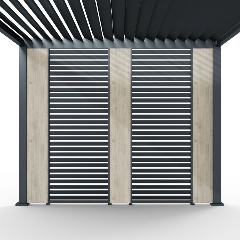 Nova <br> Titan Aluminium Pergola 31cm Solid Side Wall Panel - Wood Effect