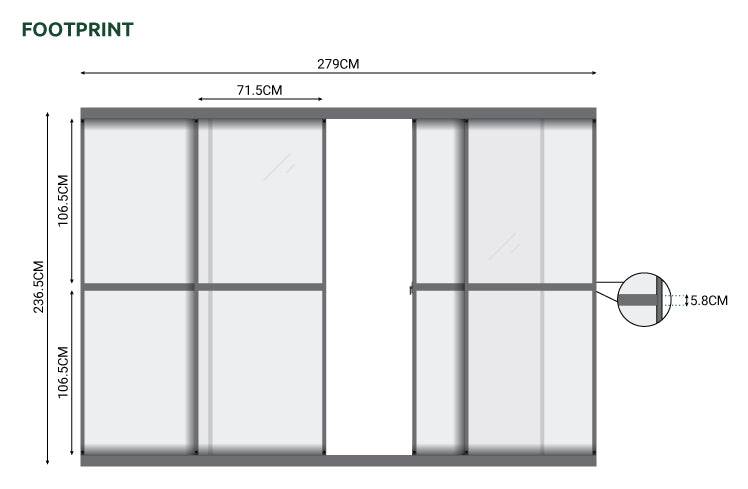 Nova <br> Titan Transparent French Sliding Door System - 3m - Grey