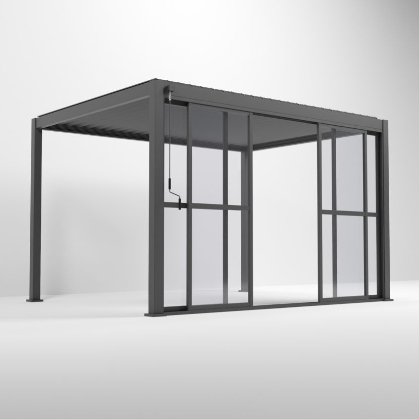 Nova <br> Titan Transparent French Sliding Door System - 4m - Grey