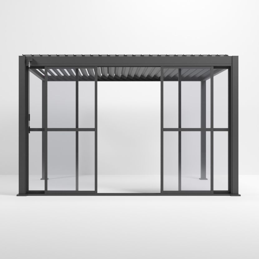 Nova <br> Titan Transparent French Sliding Door System - 4m - Grey