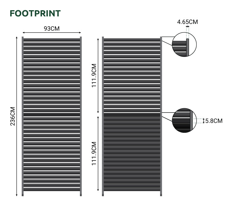 Nova <br> Titan 1m Aluminium Side Wall With Adjustable Louvres for 3m Titan Pergola - Grey