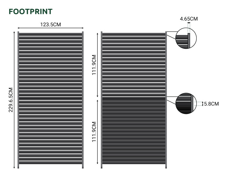 Nova <br> Titan 1.33m Aluminium Louvres Adjustable Side Wall for 4m Titan Pergola - Grey