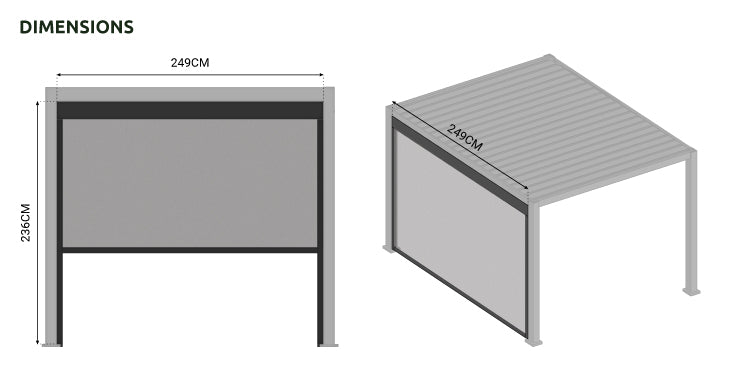 Nova <br> 2.6m Pull Down Screen for Titan 5.3m Pergolas Grey