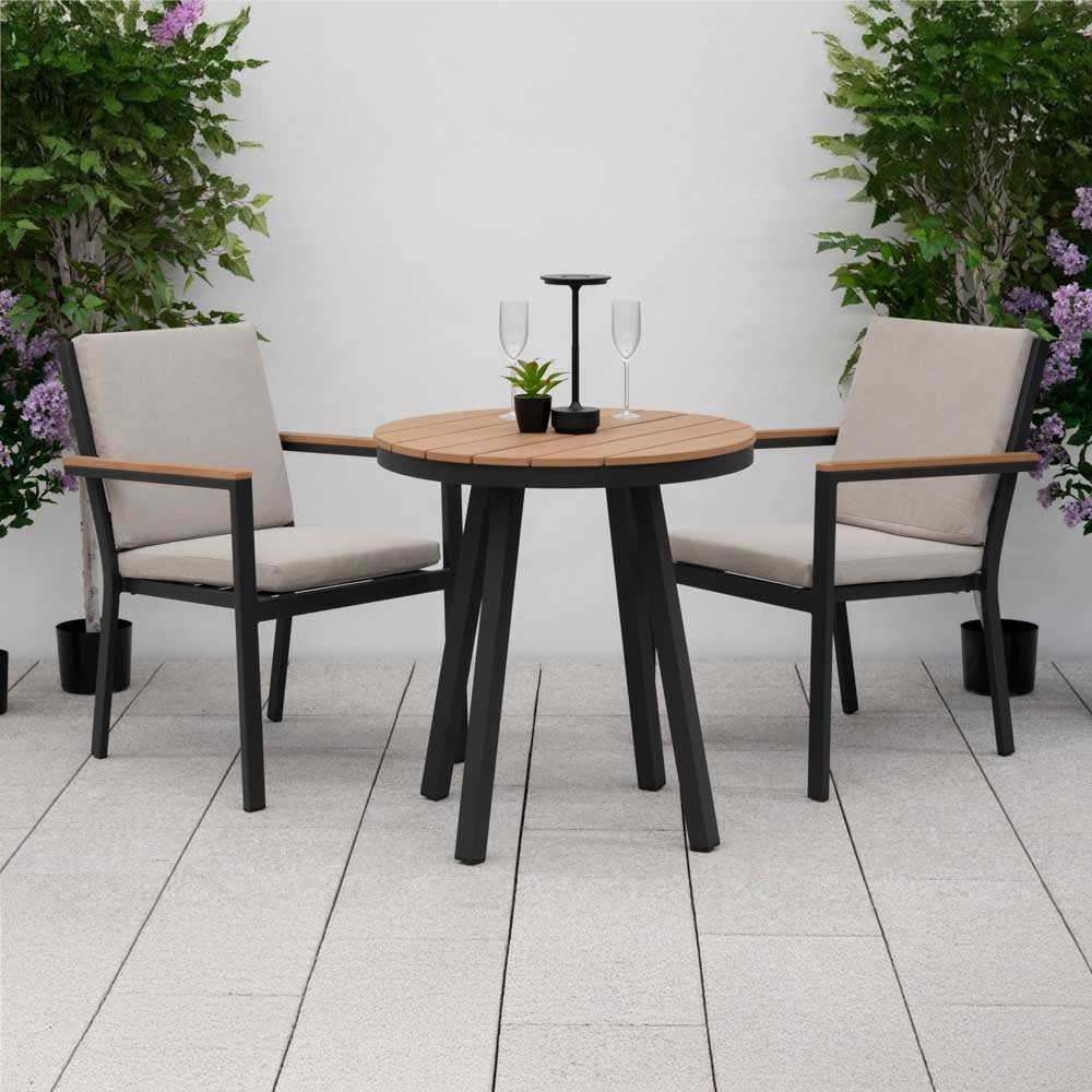 Nova <br> Heidi 2 Seat Bistro Set - 0.7m Round Table - Light Grey