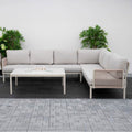 Nova <br> Hayden Large Corner Sofa Lounging Set with Rectangular Coffee Table - Pebble