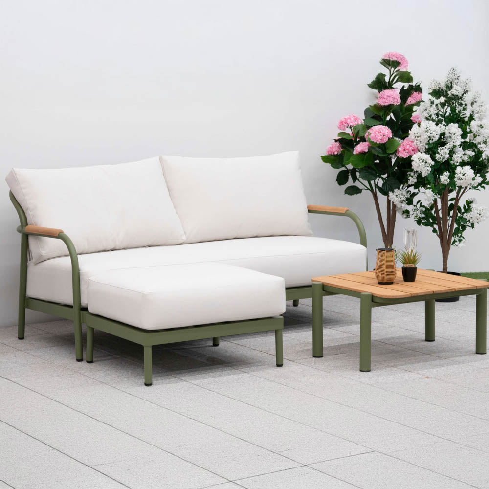 Nova <br> Ashley 2.5 Seater Chaise Sofa Lounging Set with Square Coffee Table - Green