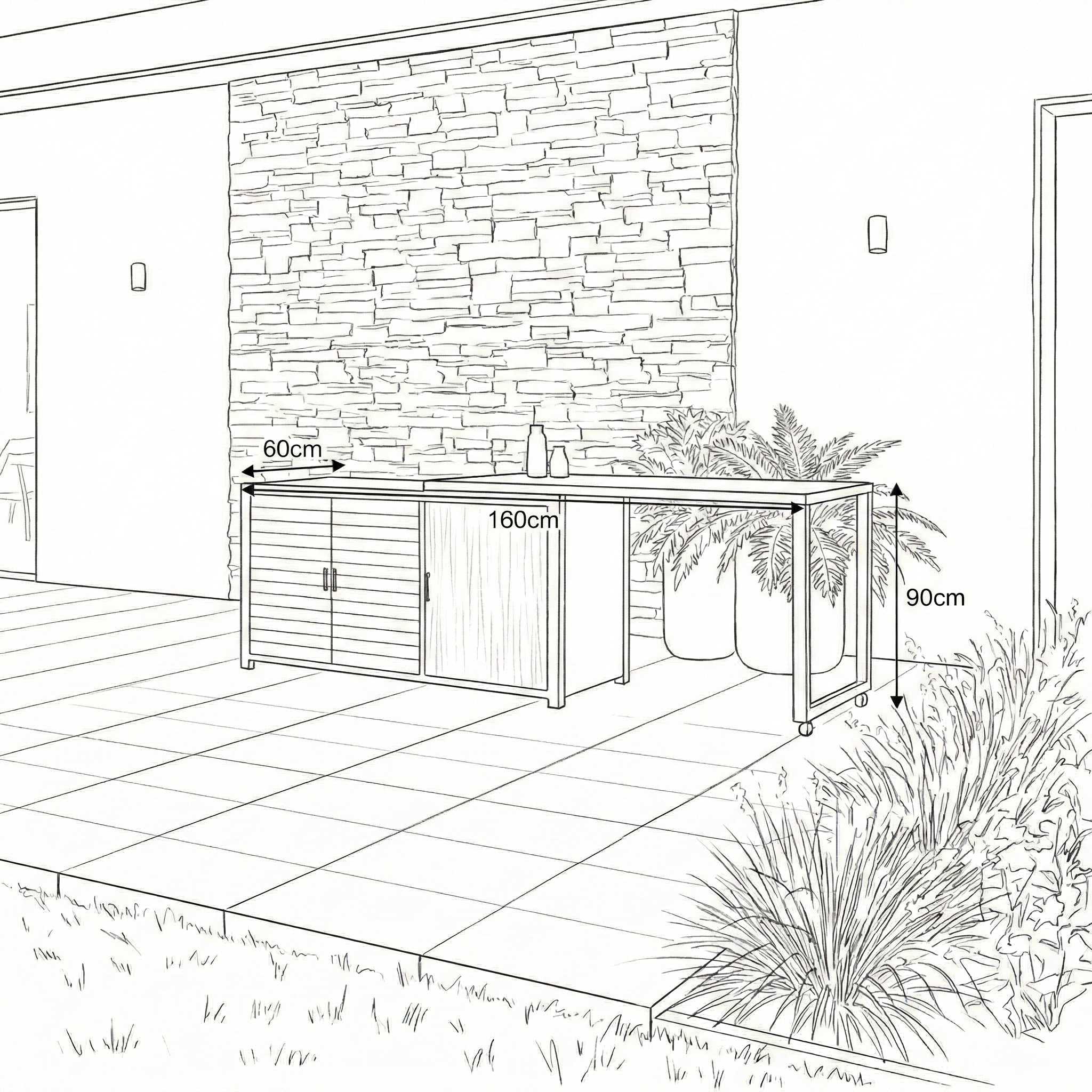 Nova - Cook Cab Outdoor Kitchen Workstation - Grey