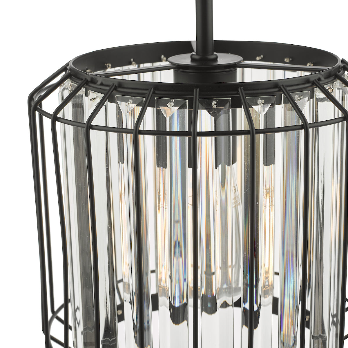 Naeva Pendant Satin Black & Crystal<br>Matt Black
