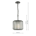 Naeva Pendant Satin Black & Crystal<br>Matt Black