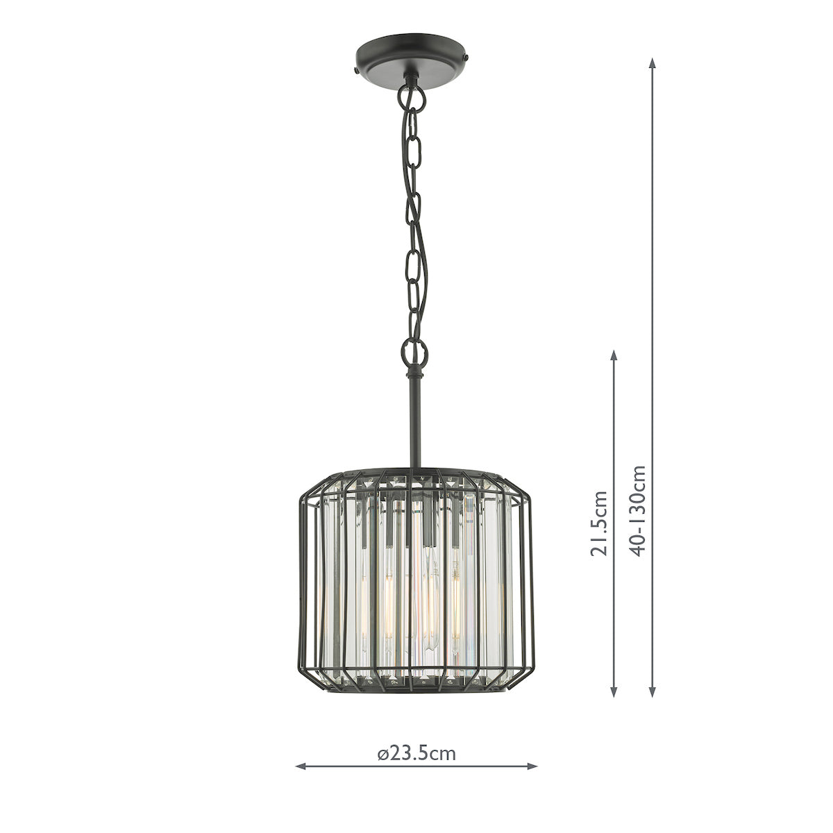 Naeva Pendant Satin Black & Crystal<br>Matt Black