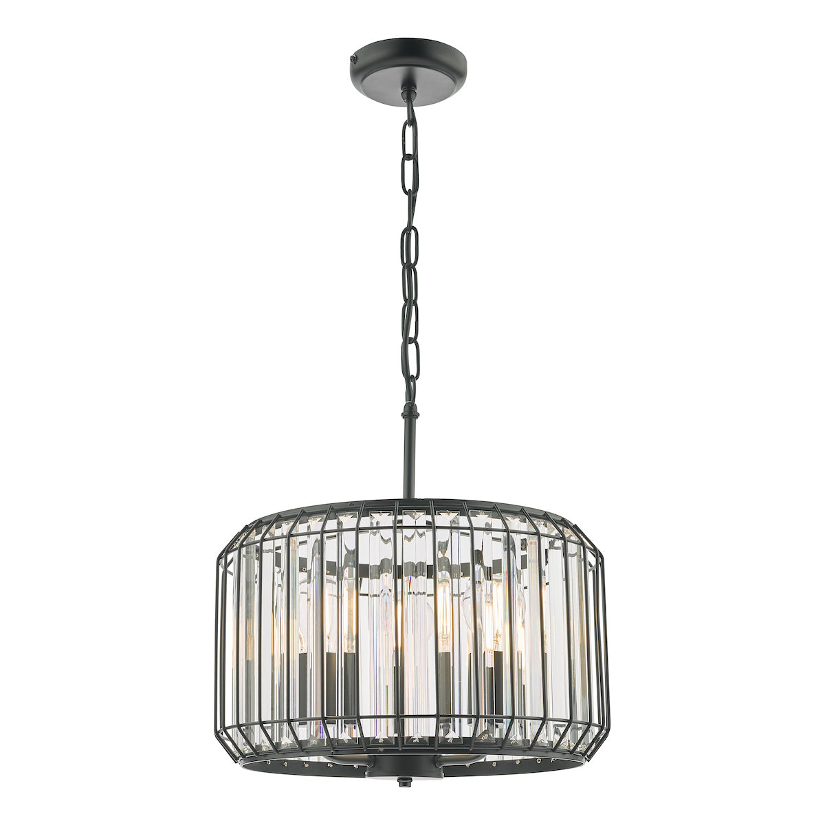 Naeva 3 Light Pendant Satin Black Crystal<br>Matt Black