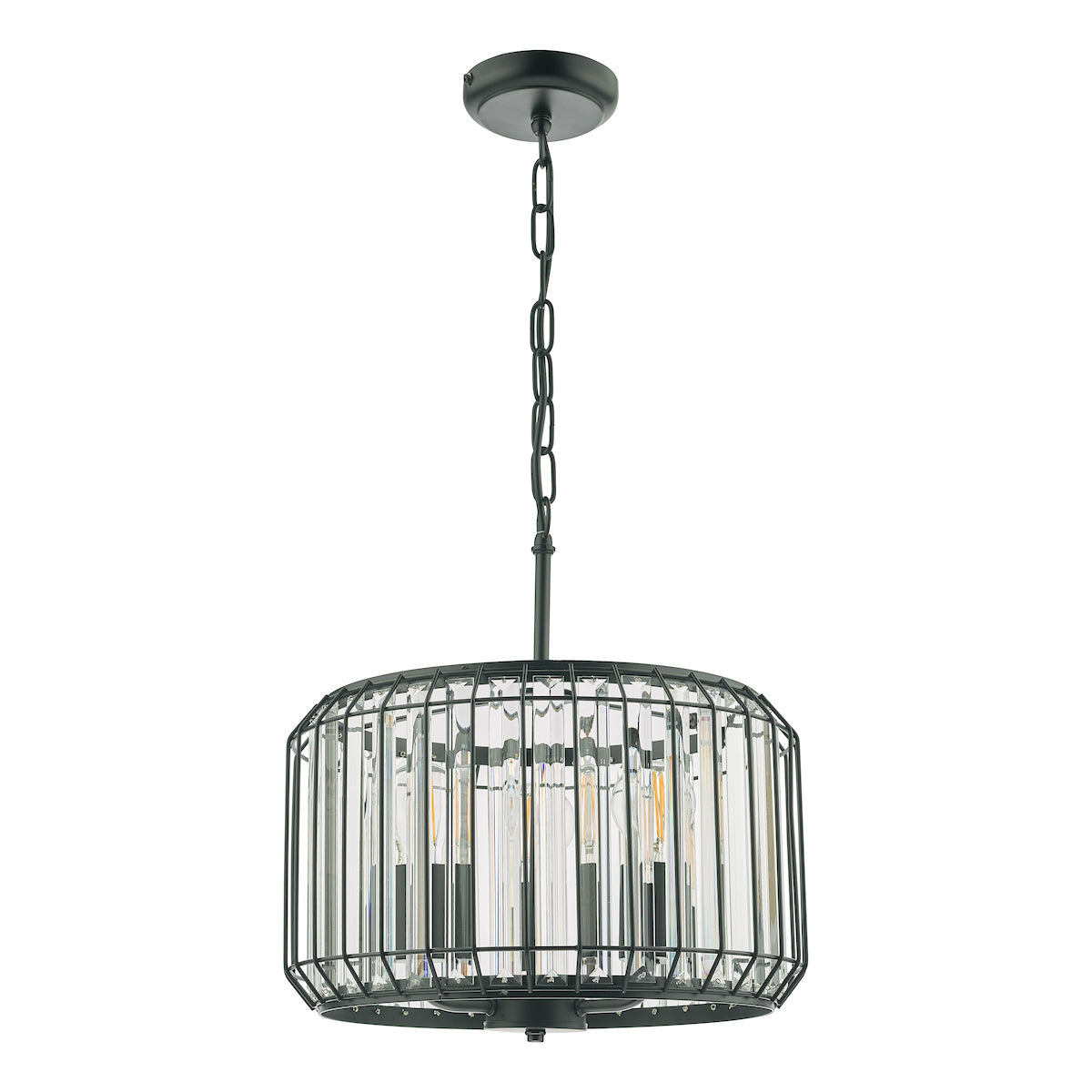 Naeva 3 Light Pendant Satin Black Crystal<br>Matt Black