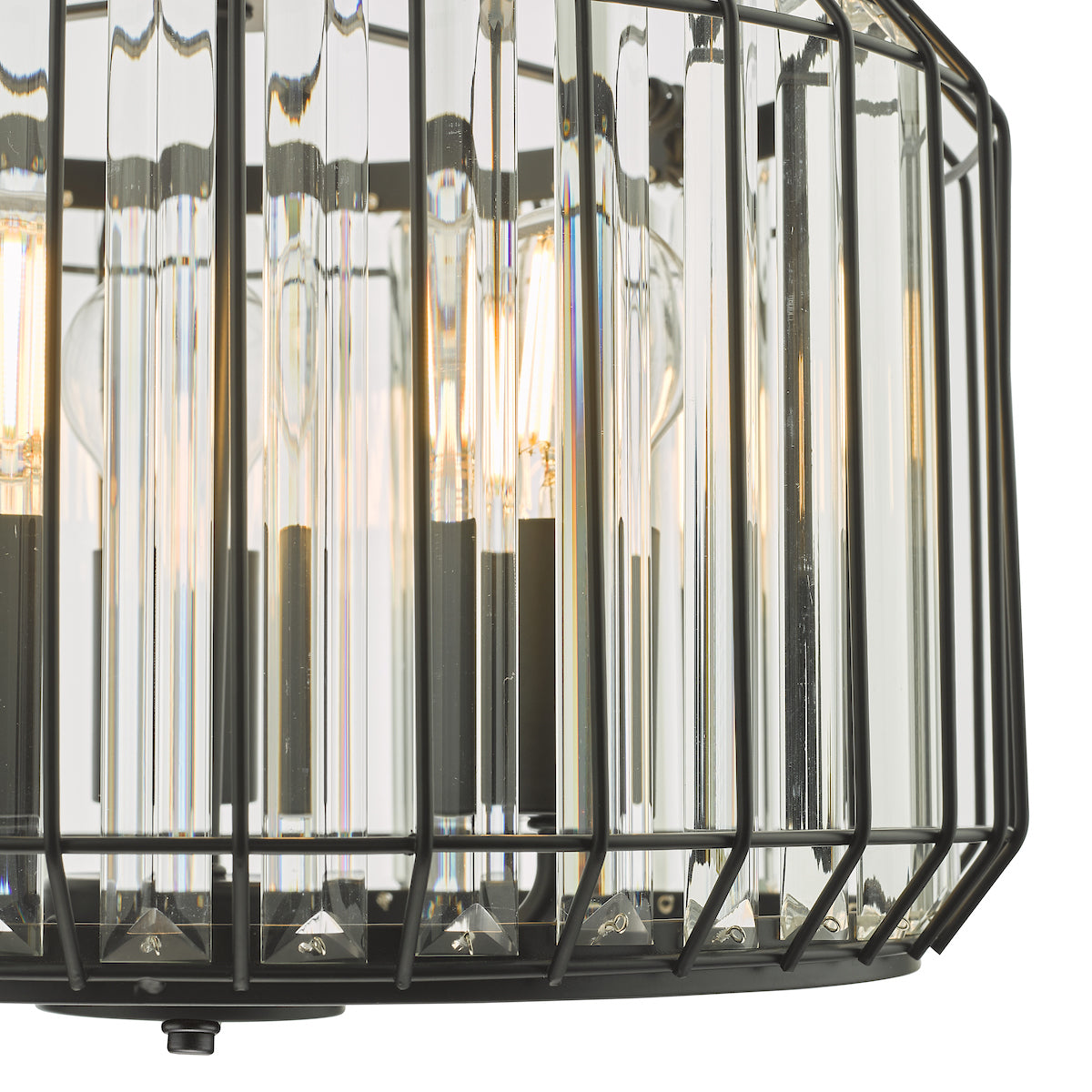 Naeva 3 Light Pendant Satin Black Crystal<br>Matt Black