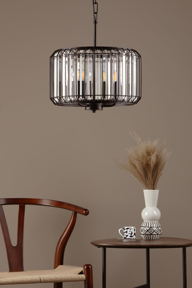 Naeva 3 Light Pendant Satin Black Crystal<br>Matt Black