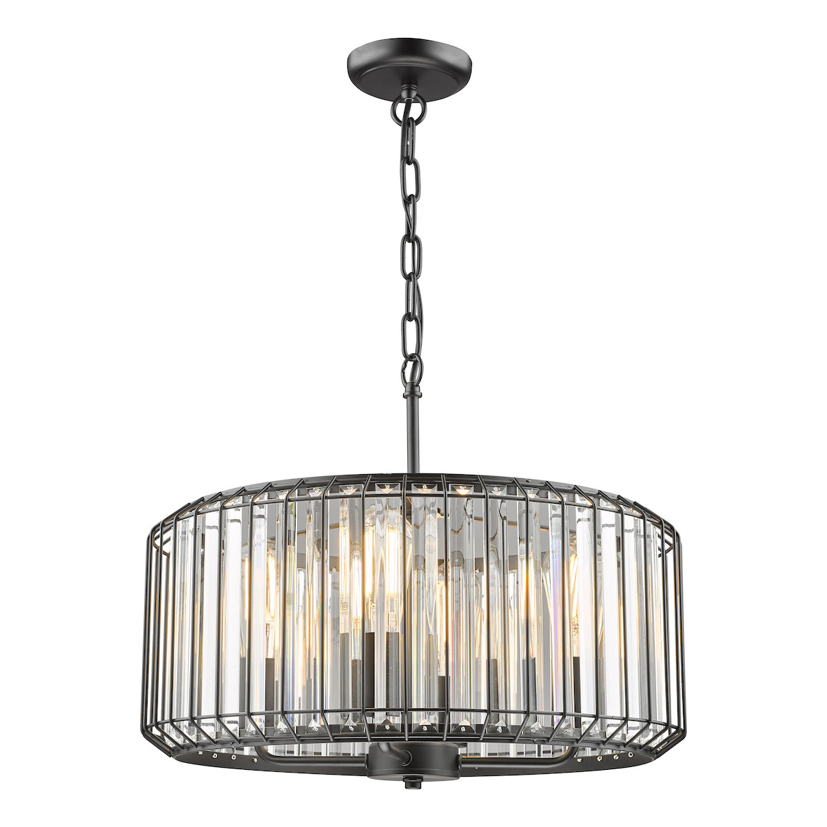Naeva 4 Light Pendant Satin Black Crystal<br>Matt Black