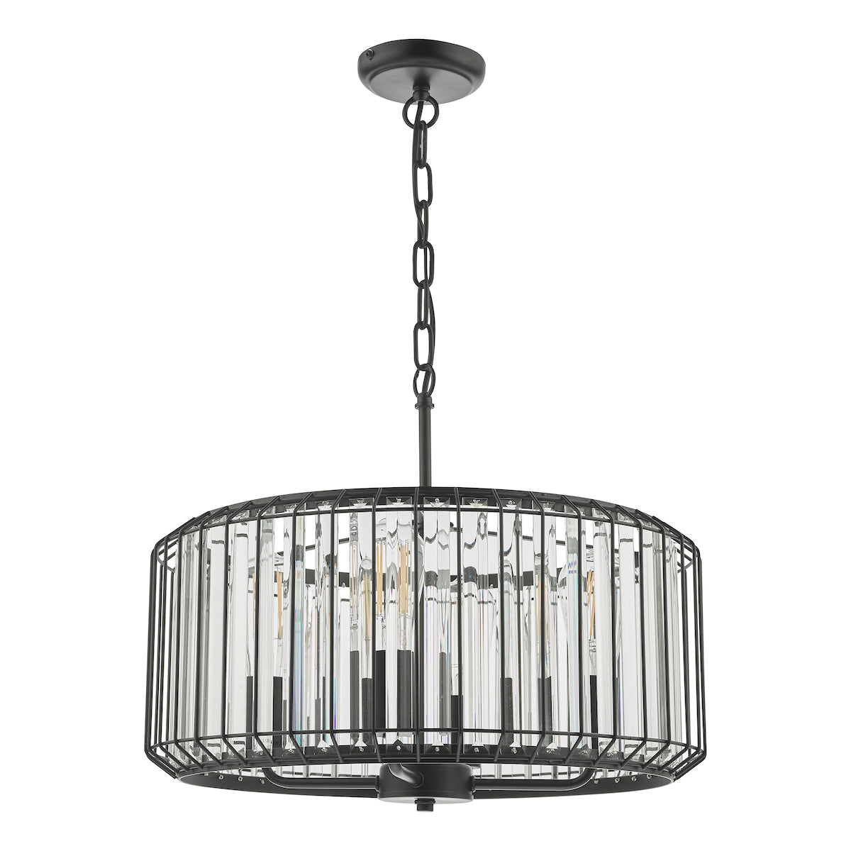 Naeva 4 Light Pendant Satin Black Crystal<br>Matt Black