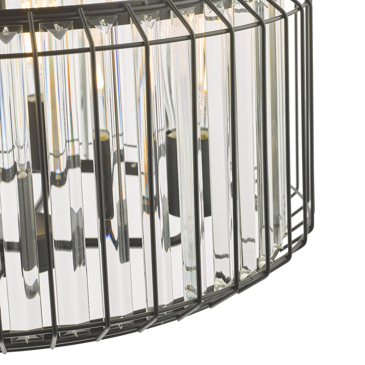 Naeva 4 Light Pendant Satin Black Crystal<br>Matt Black