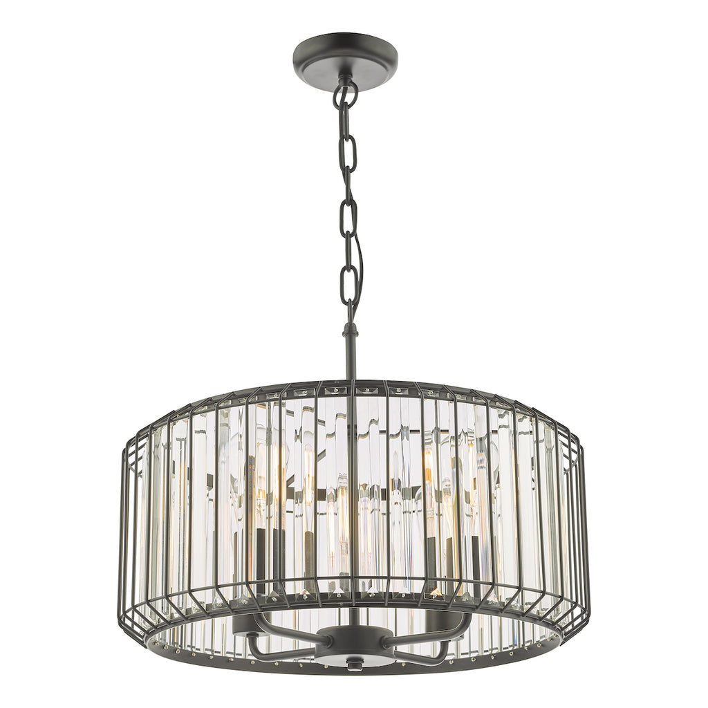 Naeva 4 Light Pendant Satin Black Crystal<br>Matt Black