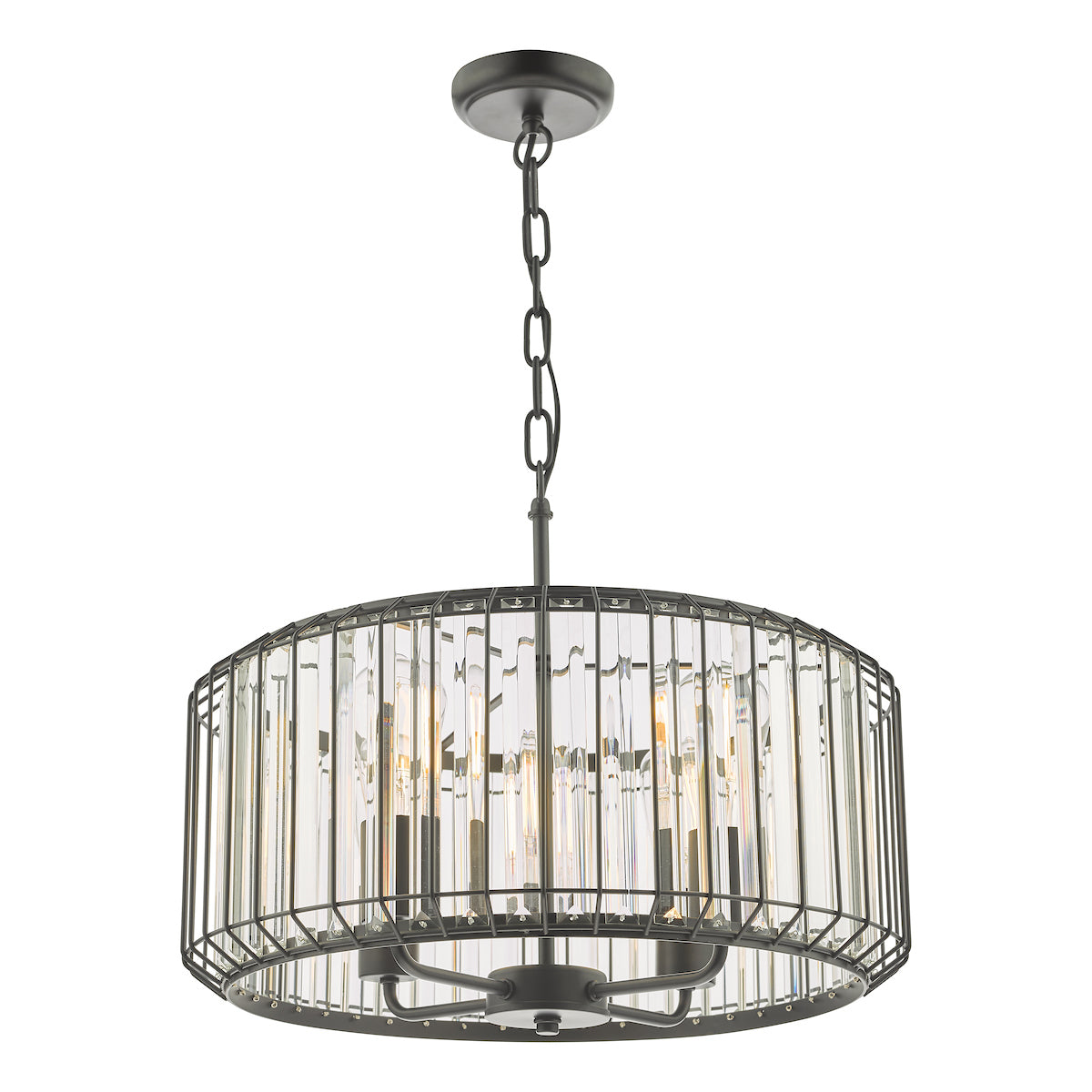 Naeva 4 Light Pendant Satin Black Crystal<br>Matt Black