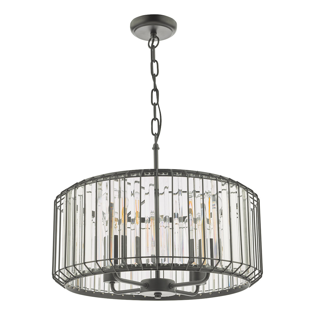 Naeva 4 Light Pendant Satin Black Crystal<br>Matt Black