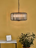 Naeva 4 Light Pendant Satin Black Crystal<br>Matt Black