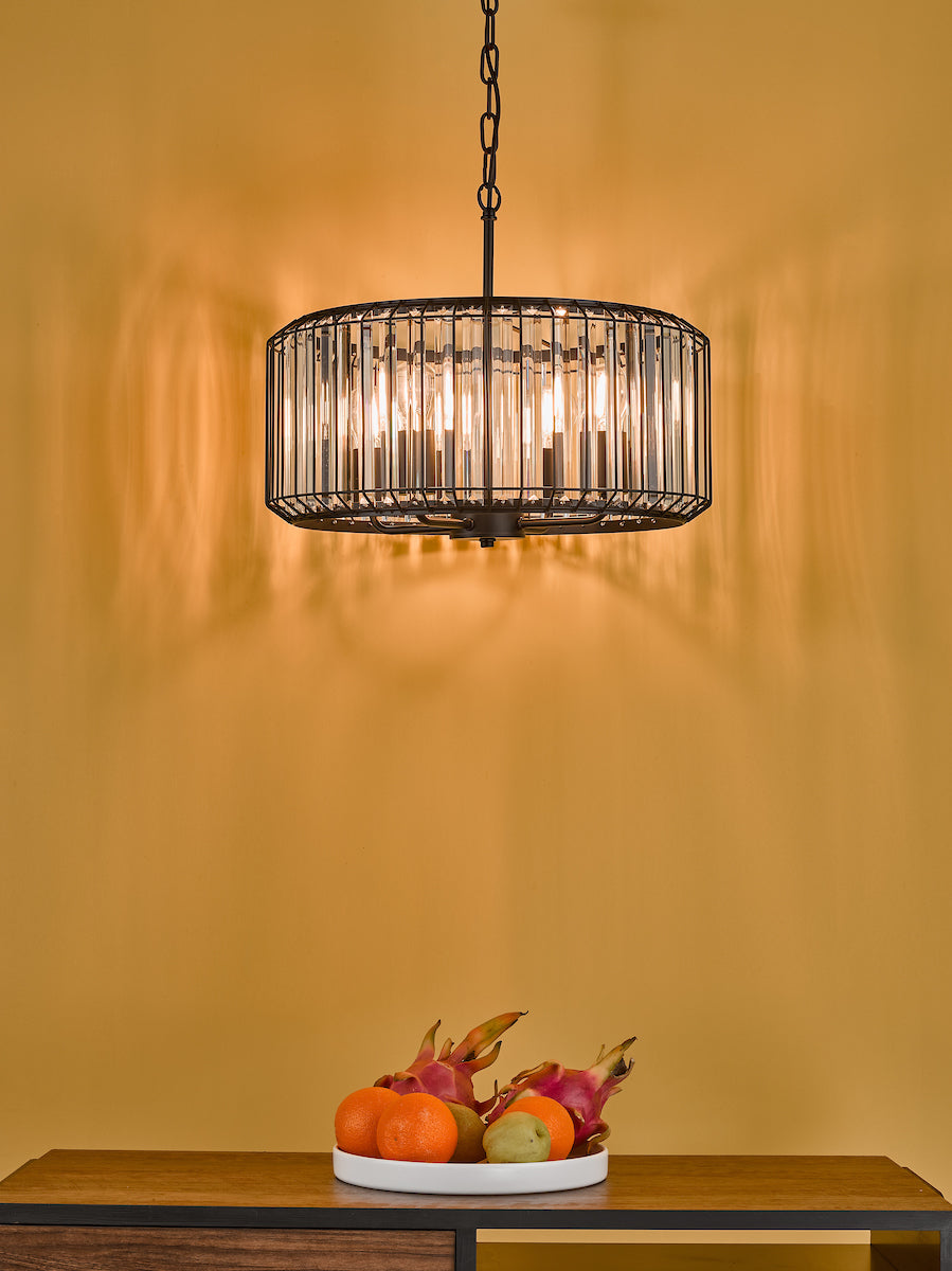 Naeva 4 Light Pendant Satin Black Crystal<br>Matt Black