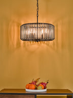 Naeva 4 Light Pendant Satin Black Crystal<br>Matt Black