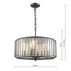 Naeva 4 Light Pendant Satin Black Crystal<br>Matt Black