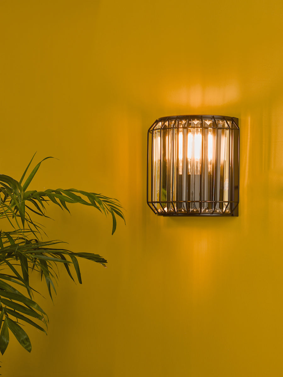 Naeva 2 Light Wall Light Matt Black Glass<br>Matt Black