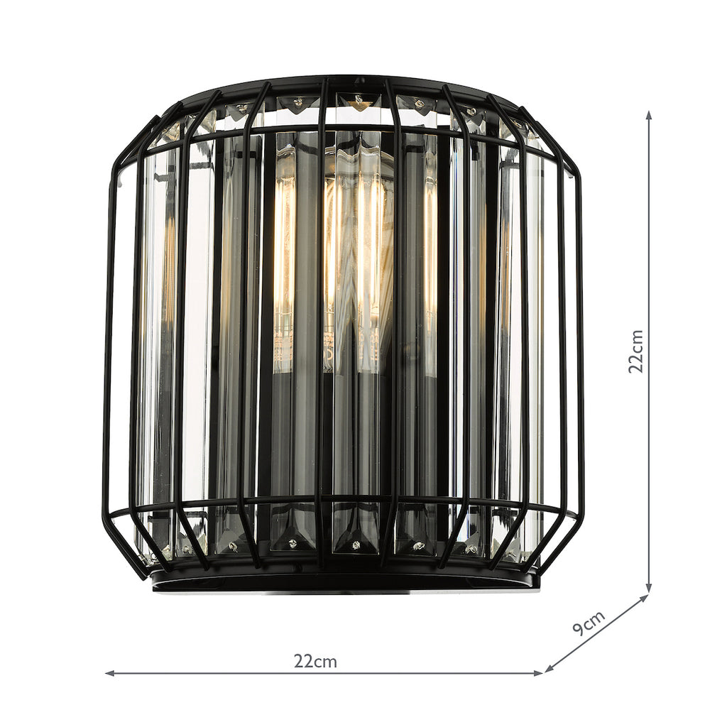 Naeva 2 Light Wall Light Matt Black Glass<br>Matt Black